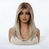 Women's Fashion Medium-Long Wig, Ash Blonde Side-Part Fringe High-Temperature Fiber Synthetic Hairpiece