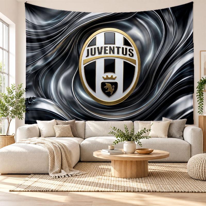 Juventus FC Wall Tapestry, Soft Fabric Wall Hanging, Decorative Backdrop For Bedroom Home Wall Art