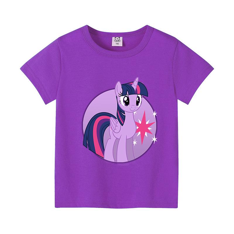 My Little Ponys Girls T-shirts Kawaii Cartoon Figure Printed Tops Summer Children Casual Short Sleeves Cute Kids Girl Clothing