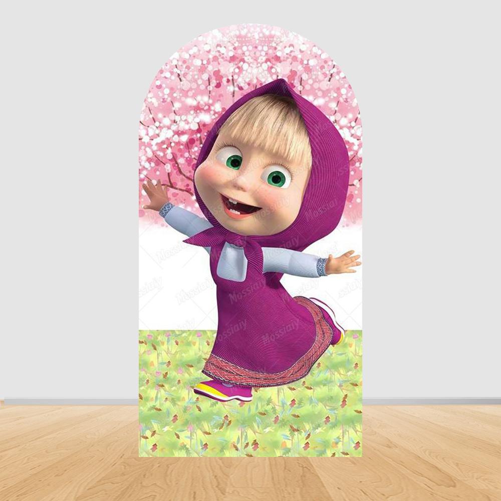 Children's Birthday Theme Party Decoration Arch Backdrop Cover Girl and Bear Birthday Background Decor Baby Shower Supplies