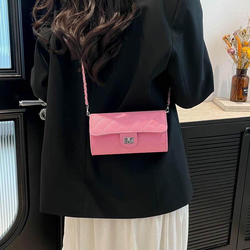 New diamond chain bag, fashionable and simple shoulder bag, high-end tofu bag, cowhide underarm bag, women's messenger bag tide