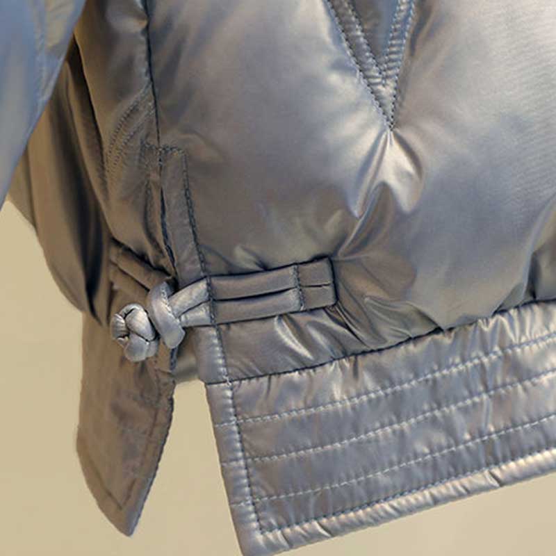 Shiny Down Cotton Jacket Female Short Winter Korean Version of Loose Cotton Coat Solid Color Small Outwear Wash Free