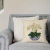 Double Sided White Orchid Blue White Porcelain Throw Pillow Cover Botanical Print Decorative Cushion Case For Couch Home Decor
