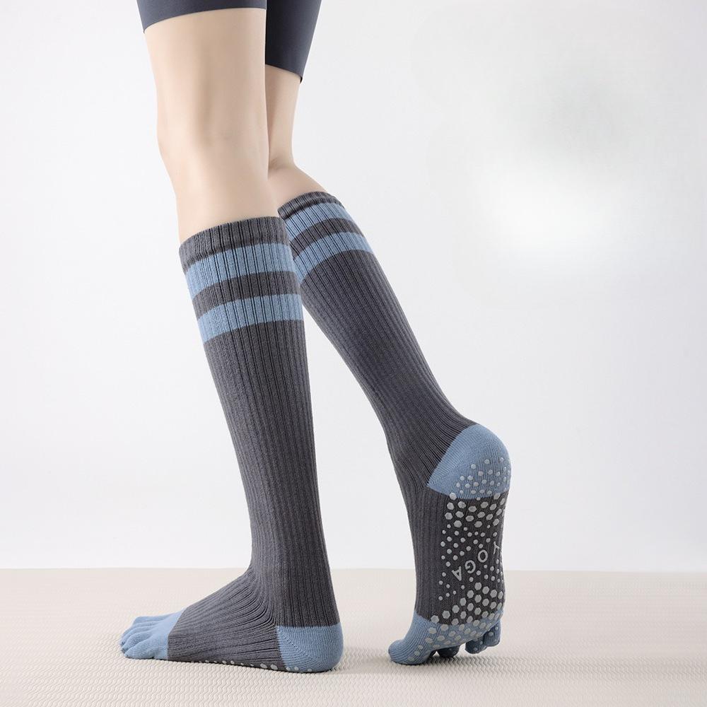 Autumn and Winter Yoga Socks, Anti-slip Women's Five-finger Socks, Calf Socks, Pilates Fitness Socks, Pressure Slimming Thigh-high Socks