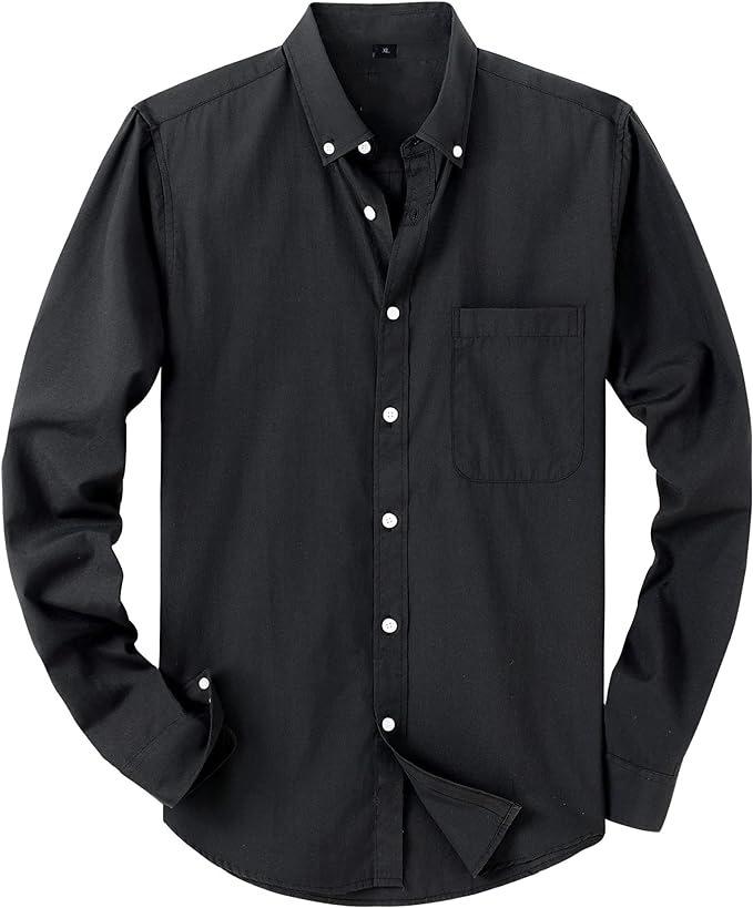 Herren Uni Oxford Langarm Button-Down-Hemd mit Brusttasche, EU-Größe Lässiges Business-Hemd für Amazon Cross-Border
