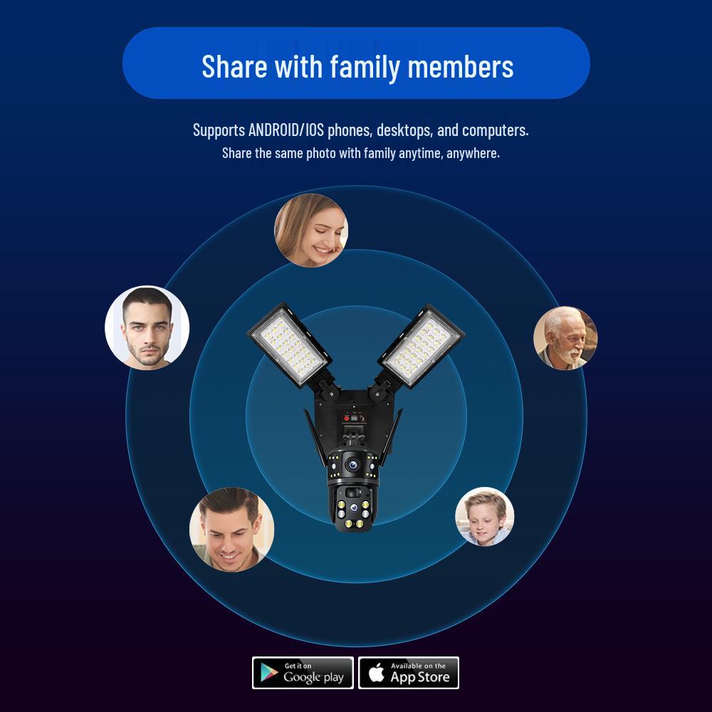 CrossV380 Solar 4G WiFi Street Light with Dual Lens, Waterproof Night Vision Camera.