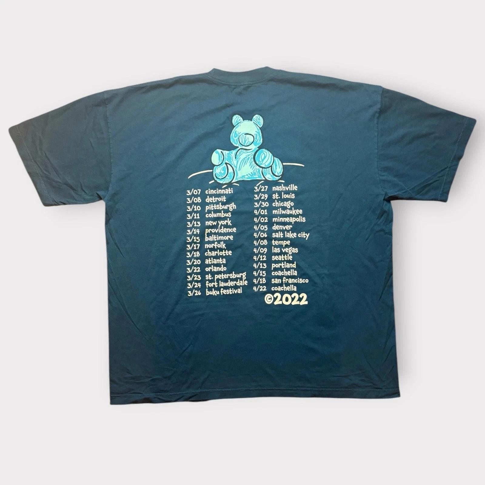 Baby Keem Футболка с принтом The Melodic Blue 2022 Tour XXL Синий Медведь Графика Рэп Футболка 2XL