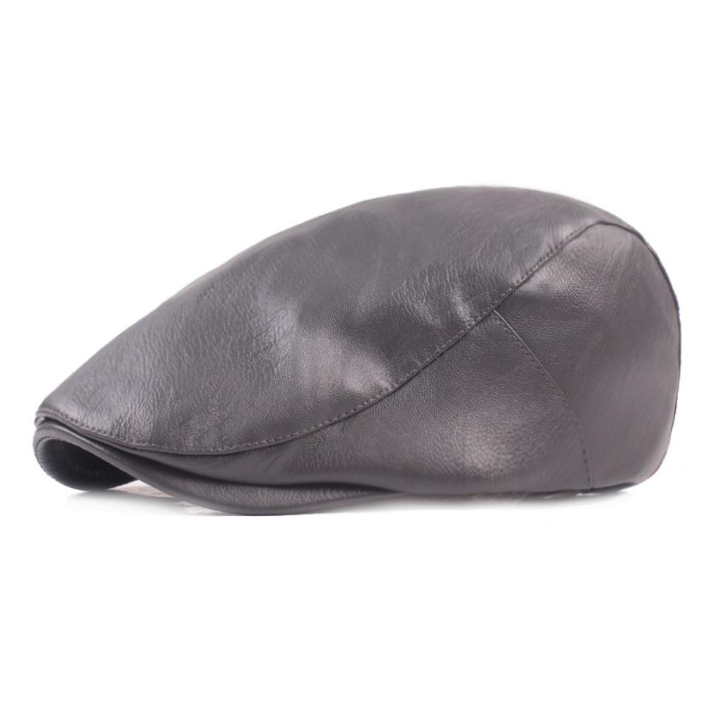 Solid Color Painter Cap PU Leather Newsboy Caps Higher Quality Beret Hat  Women Men