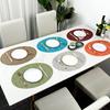 2Pcs Bamboo Pattern Placemat Oval Anti-scald Heat-Resistant Non-slip Waterproof Heat Insulation PVC Dishwasher Safe Dining Table Decoration Pad