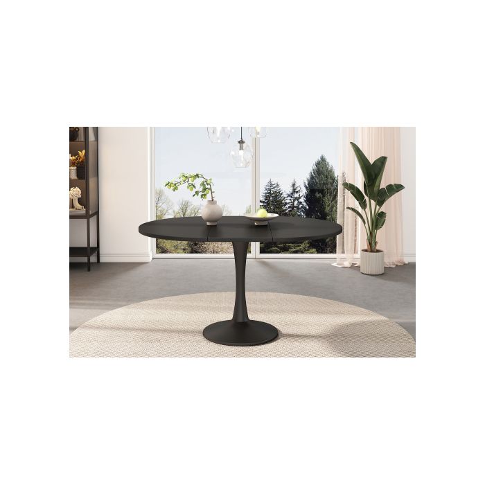 Table de salle à manger extensible, L 100/140 x L 100 x H 75 cm, table de salle à manger moderne et minimaliste, noire