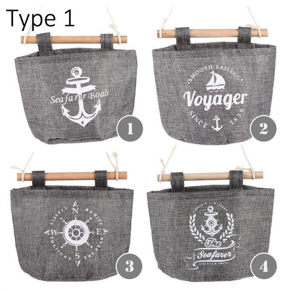 Cotton Linen Hanging Wall Bag For Dorm Room And Closet Storage