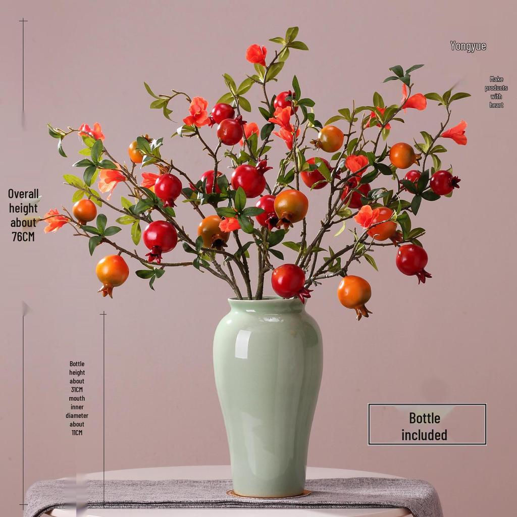 Persimmon & Pomegranate Artificial Flower Arrangement for Living Room Decor