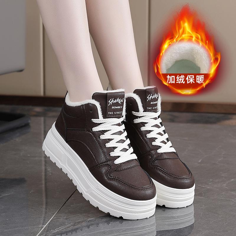

Women s Large Size Soft Sole Winter Warm Fur One Anti-slip Snow Boots Padded Lined Ankle Boots Windproof Outdoor Sports Cotton Boots 35 коричневый