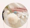 250G Two-Color Cationic Jacquard Throw Blanket with Small Handmade Pom-Poms