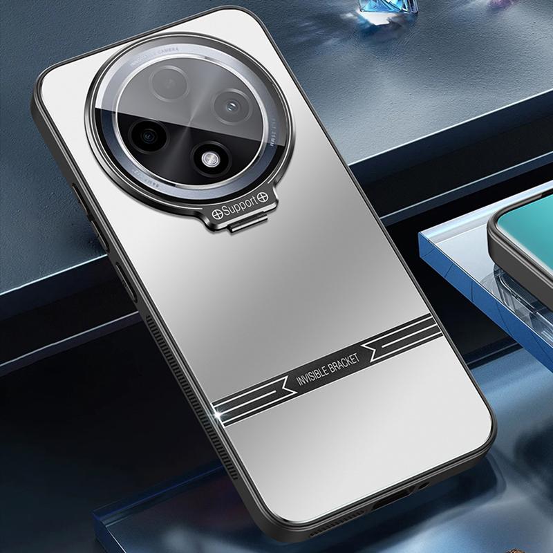 For Oppo A3 5G Case PC+TPU Matte Anti-Fingerprint Phone Cover with Lens Kickstand