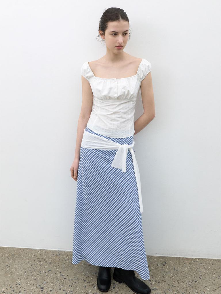 ATELIER NAIN Cotton Slim Shirring Blouse (Bl-4408)