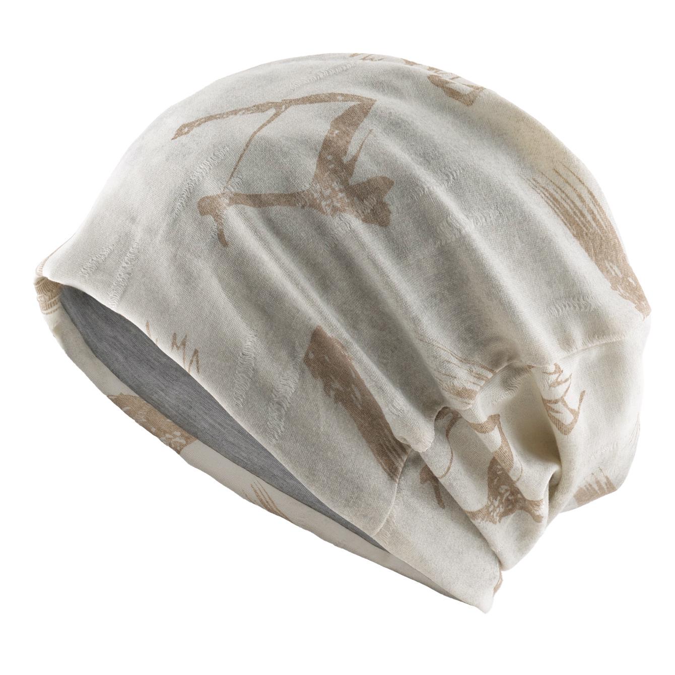 

Autumn/Winter Unisex Thin Beanie: Printed Letter Knit Slouchy Hat & Headscarf. бежевий