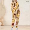 Women Plus Size Printed Nurse Scrub Set V Neck Long Sleeve Top With Pockets Long Pants Two Piece