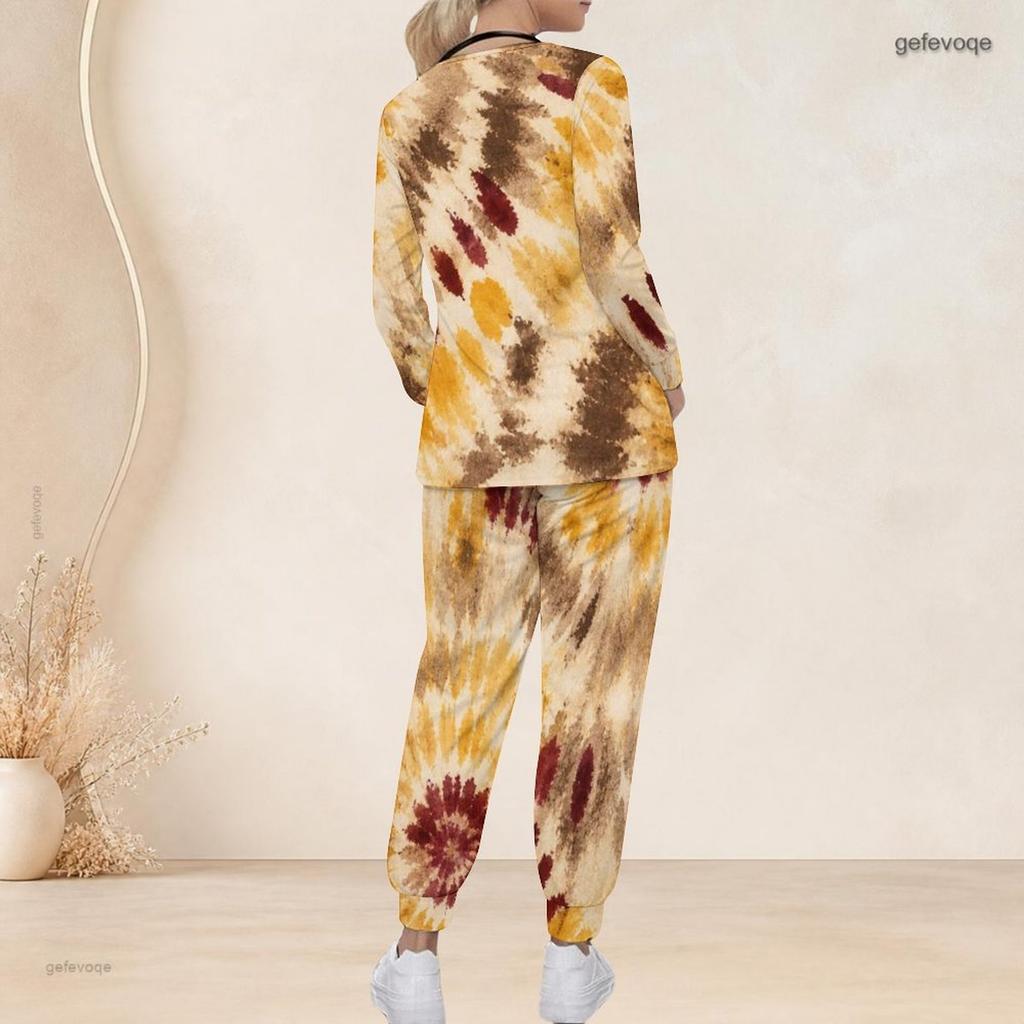 Women Plus Size Printed Nurse Scrub Set V Neck Long Sleeve Top With Pockets Long Pants Two Piece