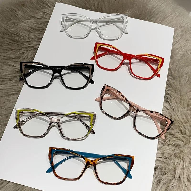 Optical Spectacle Eyeglasses Frames For Women Anti Blue Light Blocking Glasses Reading Glasses Flat Mirror Woman Fashion Eyewear