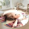 Girl Round Area Rug Suitable for Study Room Playrooms Bedrooms Foyer Antislip Round Carpet Decorate Offices Gift for Festivals