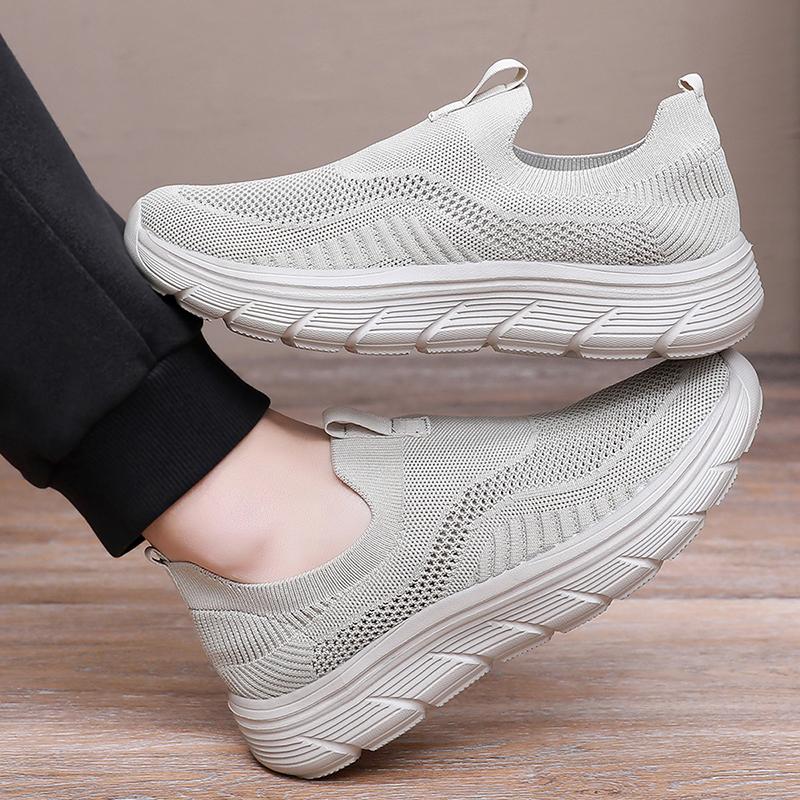 

Men Shoes Lightweight Sneakers Fashion Running Shoes Breathable Slip On Wear-resistant Men Tennis Shoes Zapatillas Hombre 39 бежевий