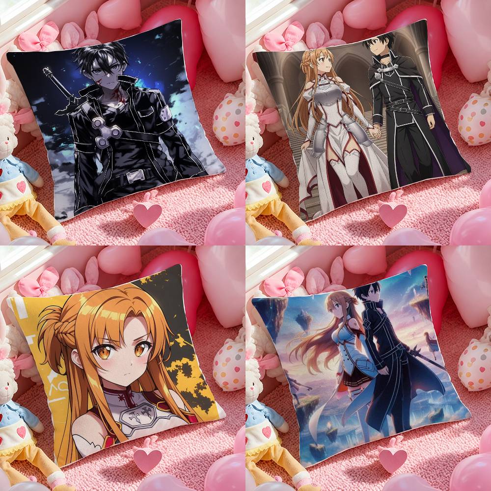 Sword Art Online Phantom Bullet Arc Plush Pillow Cover Soft Short Plush Cushion Cover For Sofa Bedroom Home Decor Gift