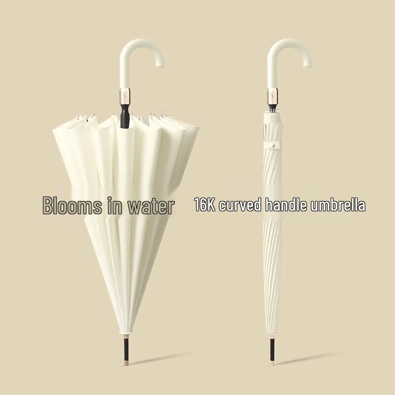 MAYDU 16-Rib Large Manual Straight Umbrella - Water-Activated Pattern