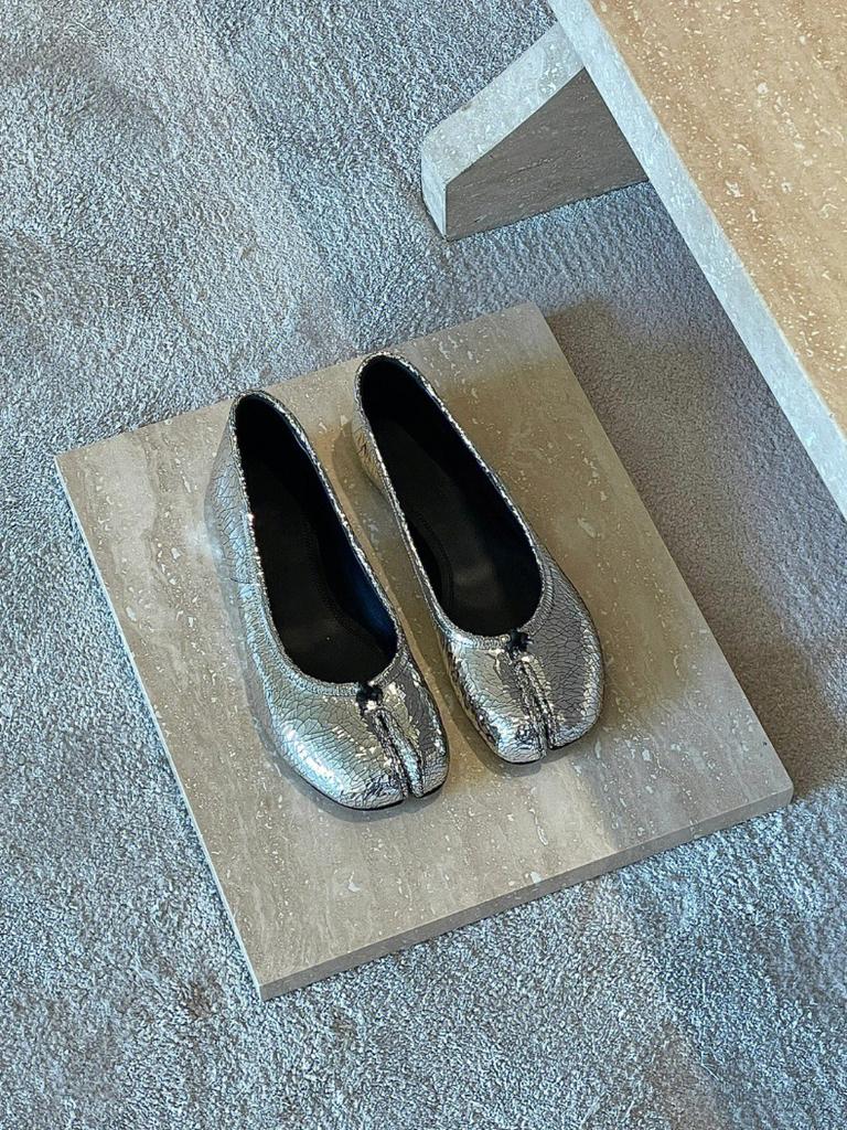 Sheepskin version~ Genuine leather Mary Jane single shoes split-toed shoes women's ballet flats one pedal lazy ladyshoes low heels