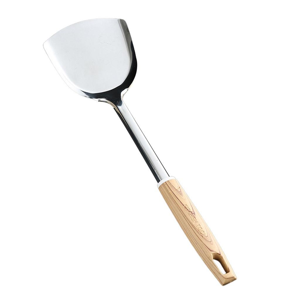 

New Stainless Steel Kitchen Stir Fry Spoon Wood Handle Anti-scald Colander Cooking Spatula Kitchen Tools