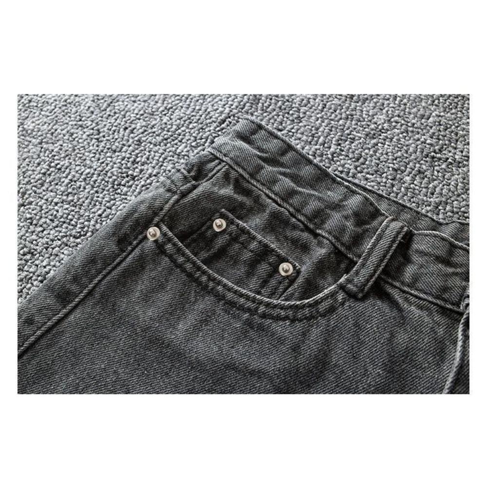 Grey Denim Shorts Women's Summer New Style Tassel High Waist Rough Edge Loose Hole Pants