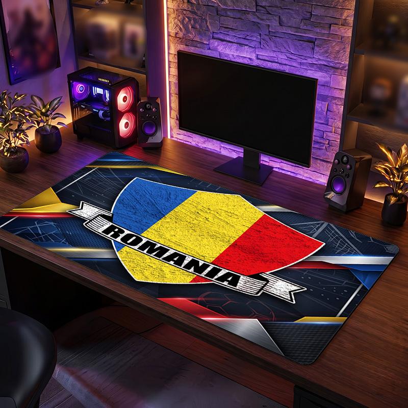 Romania Football Crest Mouse Pad, Extended Non Slip Rubber Desk Mat for Gaming Office Laptop Fan Gift