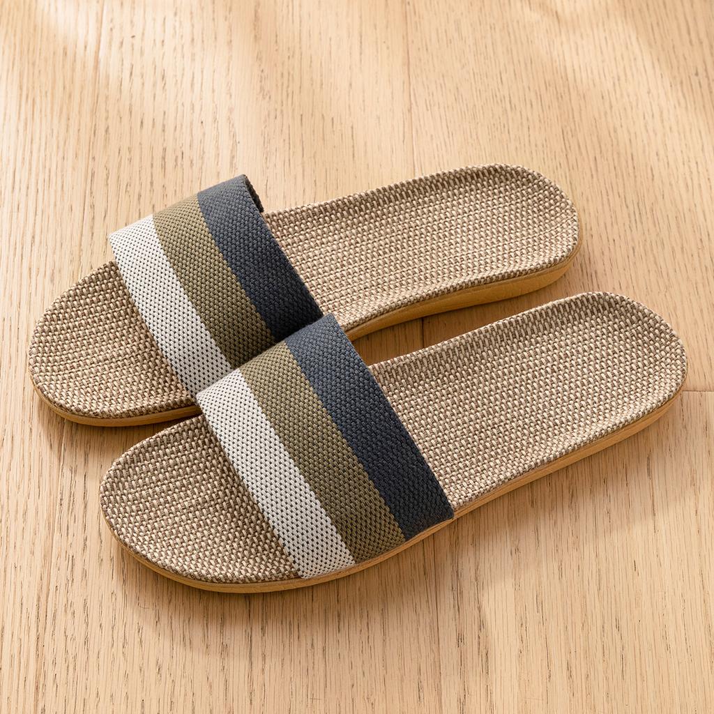 Sommer Damen Leinen Hausschuhe Leicht Flach Haus Pantoletten Mode Bequem Rutschfest Hausschuhe Innen Herren Wohnzimmer Hausschuhe