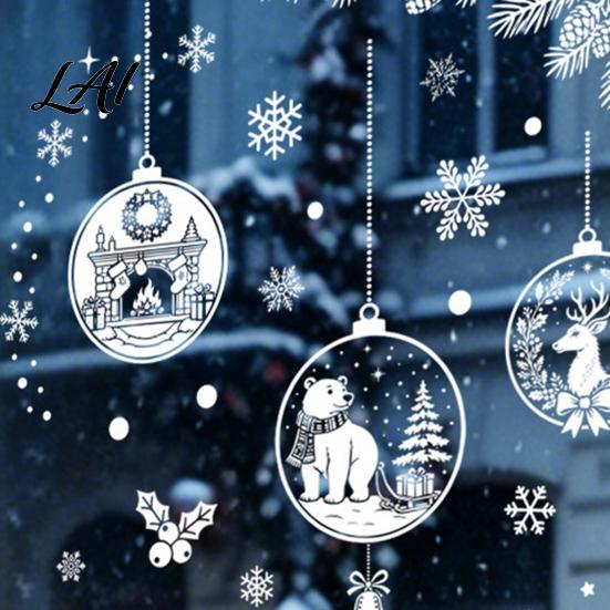 Christmas Decorations for Shop Windows 9 Sheets Static Window Stickers Reusable Snowflake Santa Claus Reindeer Winter Holiday Glass Stickers
