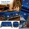 Elegant Christmas Tablecloth with Night Scene Print, Oil- Clean, Round or Square Decorative Table Cover for Holiday Party Dining