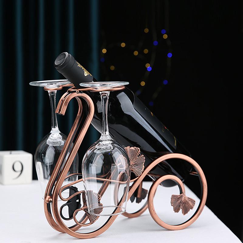 Suport de vin metalic creativ, suport de depozitare pentru sticle de vin vintage și suport pentru pahare, suport de afișare pentru bar, decorare acasă, suport de afișare