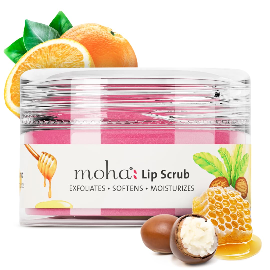 Moha Lip Scrub for Pigmented Lips with Shea Butter, Honey, Vitamin C & E 12gm Pack | Gently Exfoliates, Brightens & Restores Natural Lip Color