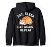 Funny Eating Sleeping Eating Again Repeat Cute Sleepy Cat Humor Zip Hoodie