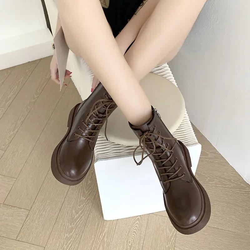 Fashion Ankle Boots for Women British Style Height Increasing Non Slip Booties Goth On Offer Designer Luxury Y2k Hot Woman Short Shoes