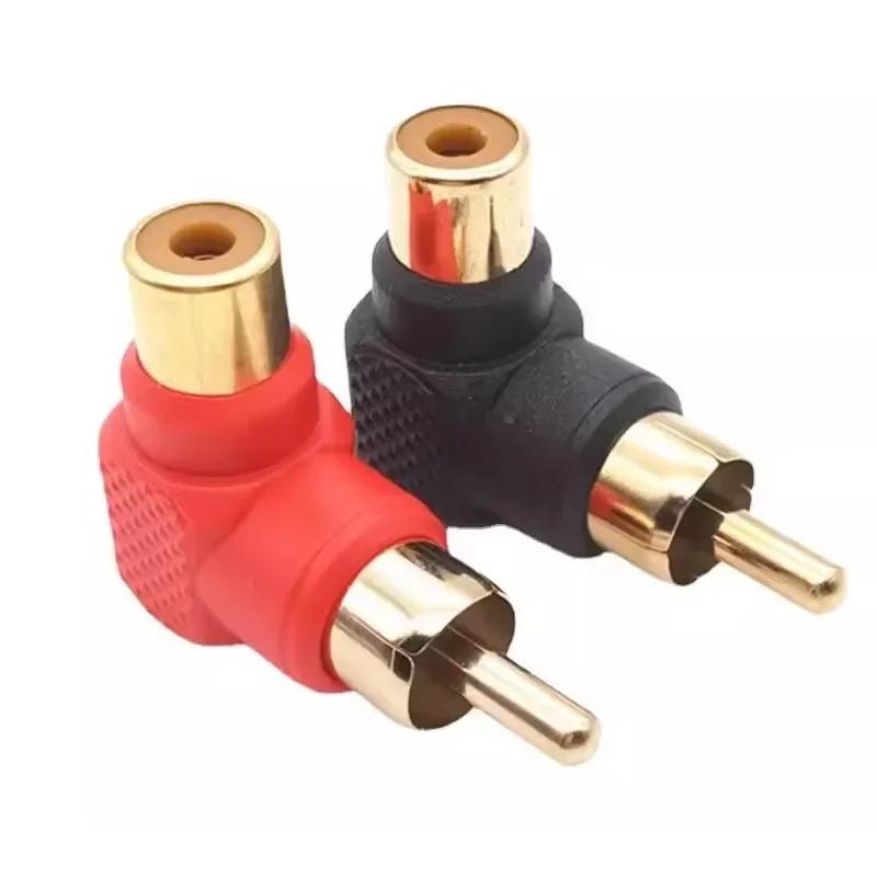 4Pcs Gold-Plated RCA Plug 90 Degree Right Angle Male Female Elbow Connector for Audio Video Adapter