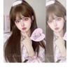 Women's Collarbone‑Length Straight Full Wig, Air Bangs Natural Fluffy Hairstyle for Round Face Face‑Framing Short‑Medium Hair