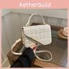 Woven Simple Plaid Texture Diagonal Buckle Women Small Square Bag Casual For