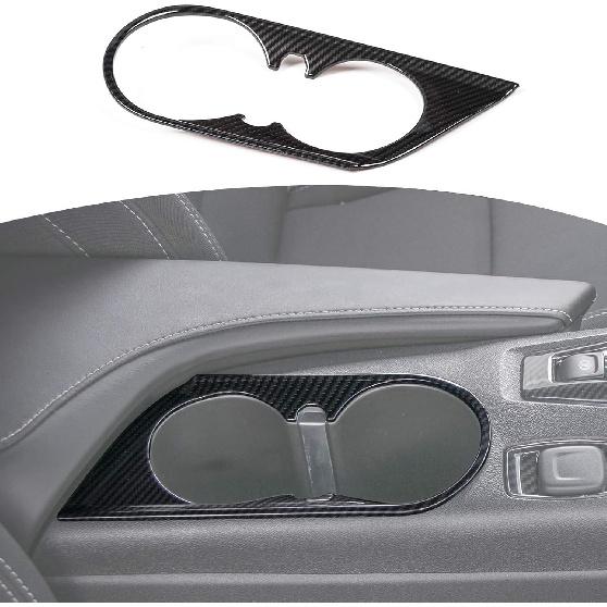 RT-TCZ for Chevy Camaro Carbon Fiber Cup Holder Trim Cover for Chevrolet Camaro 2017 2018 2019 2020 2021 2022 2023 Carbon Fiber Interior Accessories