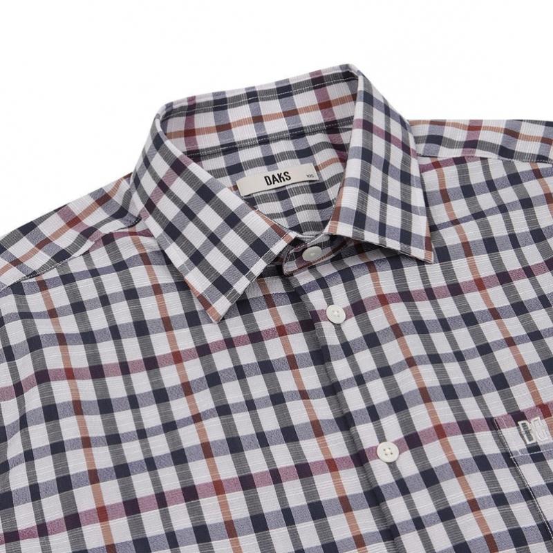 Daks Wool Blend House Check Summer Short Sleeve Regular Fit Casual Shirt Dms1shc