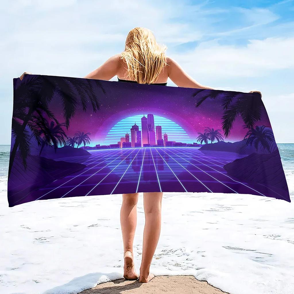Neon Palms Beach Towel Quick Fast Dry Sand Free Proof Extra Large Big Outdoor Travel Swim Micro Fiber Blanket for Women Men