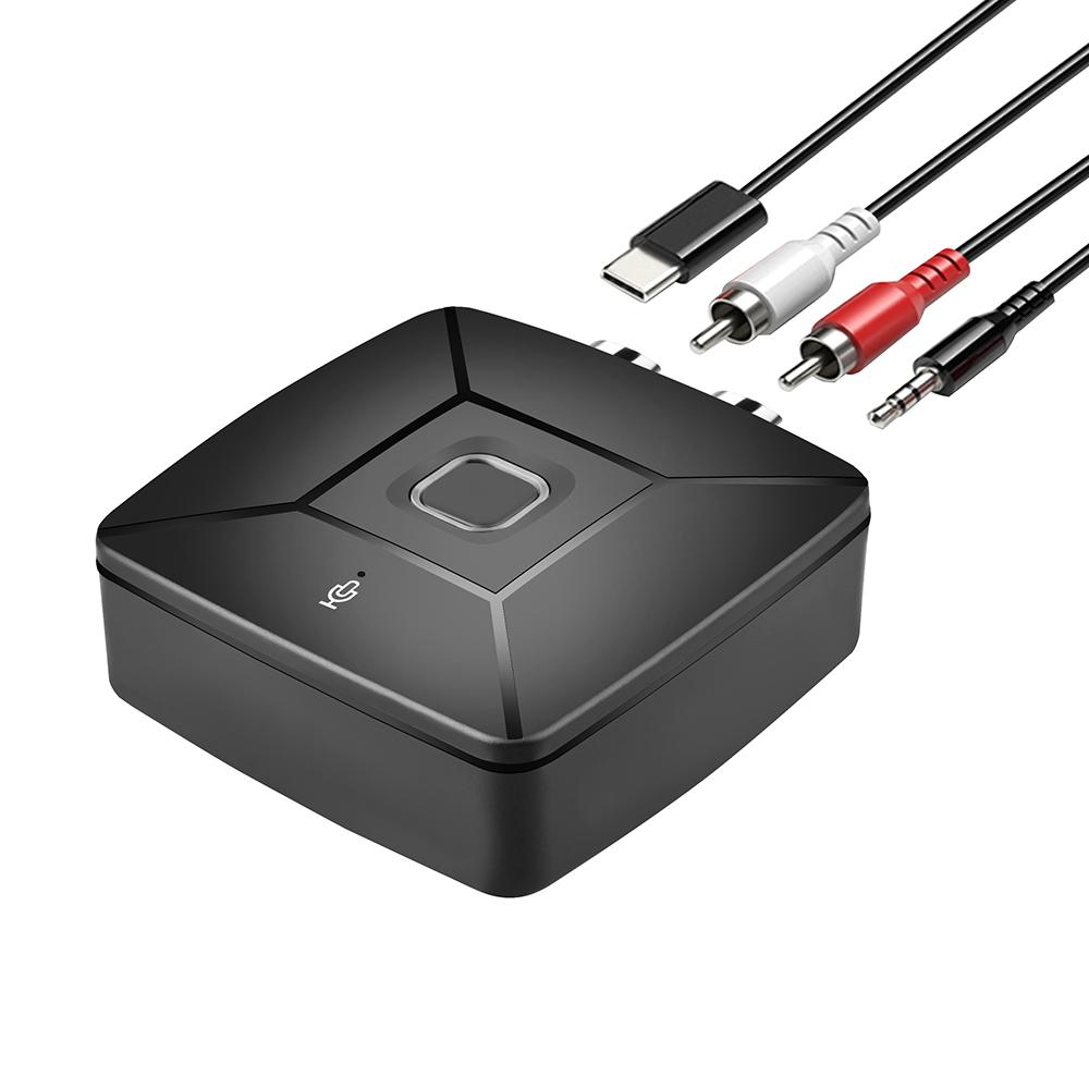 Bluetooth 6.0 Audio Receiver Wireless Stereo Music Hi-Fi 3.5mm Jack 2RCA Adapter Receivers with Mic for Car Speaker PC