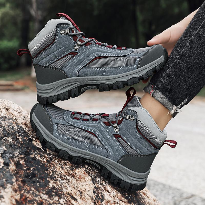 TUINANLE New Trend Men's High-Top Non-Slip Hiking Shoes Hiking Outdoor Wear-Resistant Platform Travel Boots