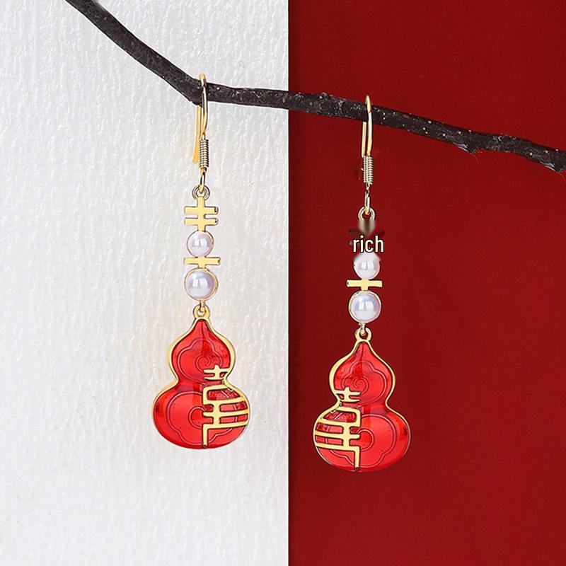 Chinese Red Series Festive Earrings: Retro National Style for New Year & Christmas Gifts