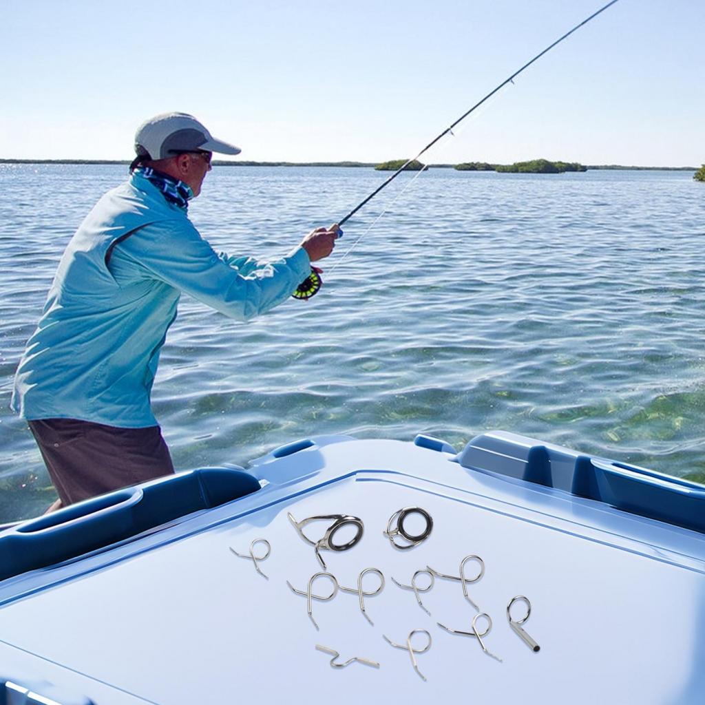 Fly Fishing Rod Guides Set Hard Guides And Tip Ring Hook Keeper For Rod Repair