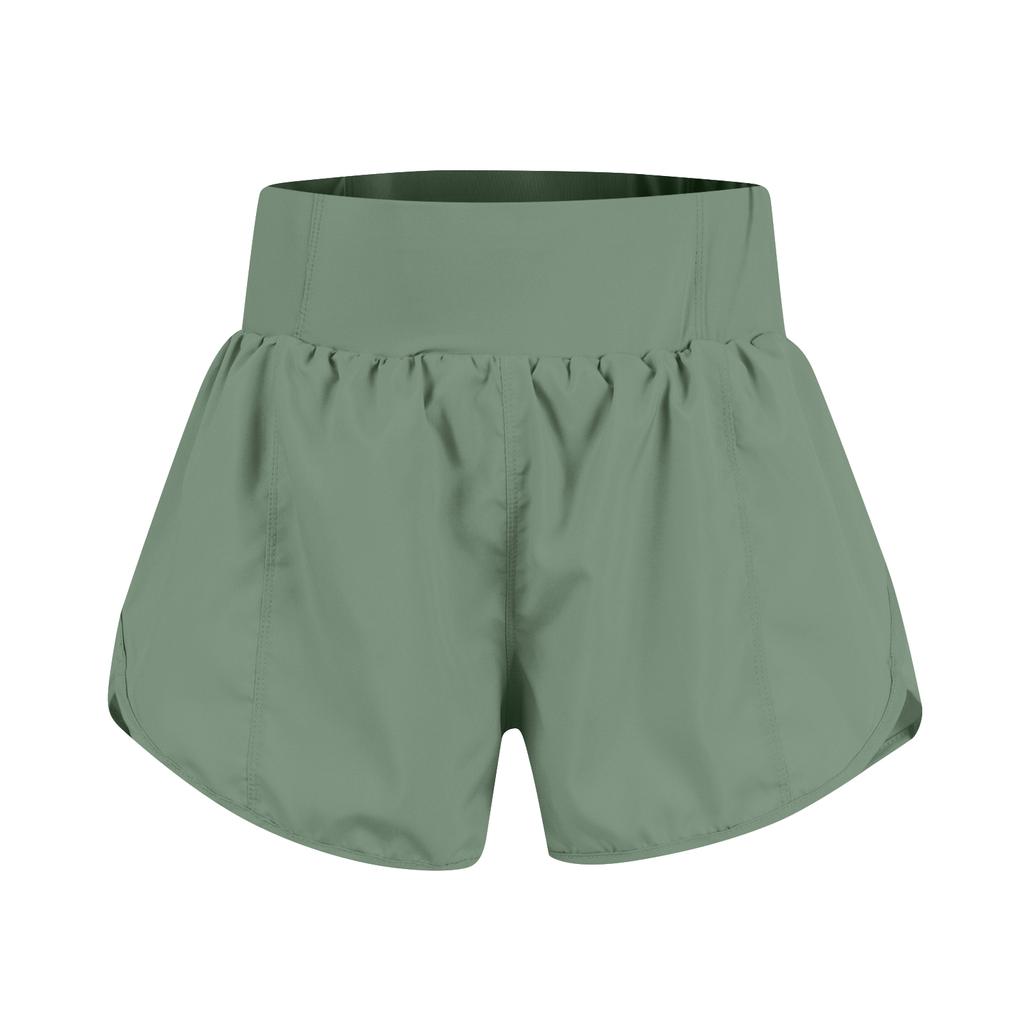 Fritidsshorts för damer med fickor Hög midja Elastisk midjeband Lätt och andningsbart tyg Avslappnad passform Sommarplagg
